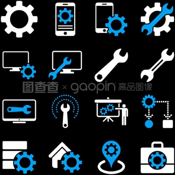 探索選項與服務工具圖標集 現代信息服務業務的視覺化革新